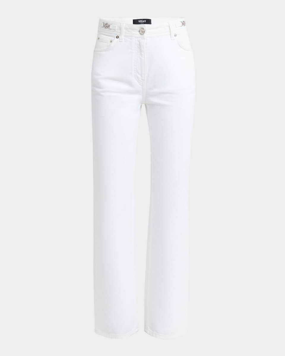 White Washed Denim Straight-Leg Pants